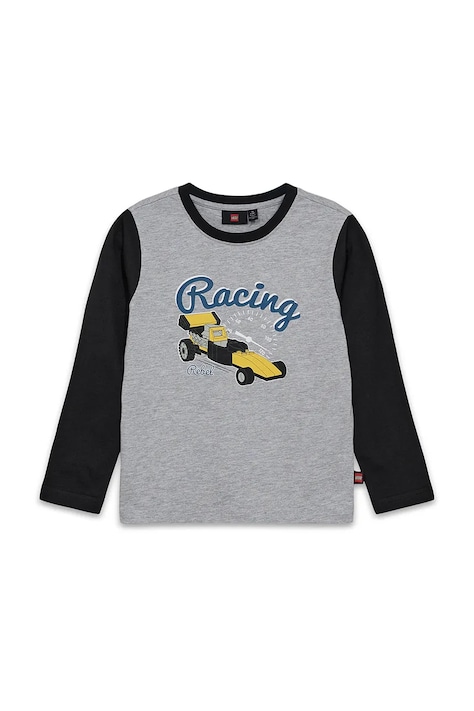 Lego longsleeve din bumbac pentru copii LWTANO 710 culoarea negru, cu imprimeu, 12011354