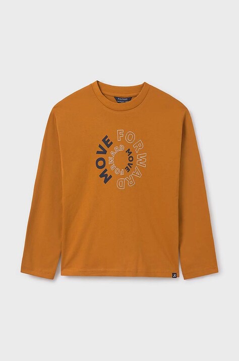 Mayoral longsleeve din bumbac pentru copii culoarea portocaliu, cu imprimeu, 842