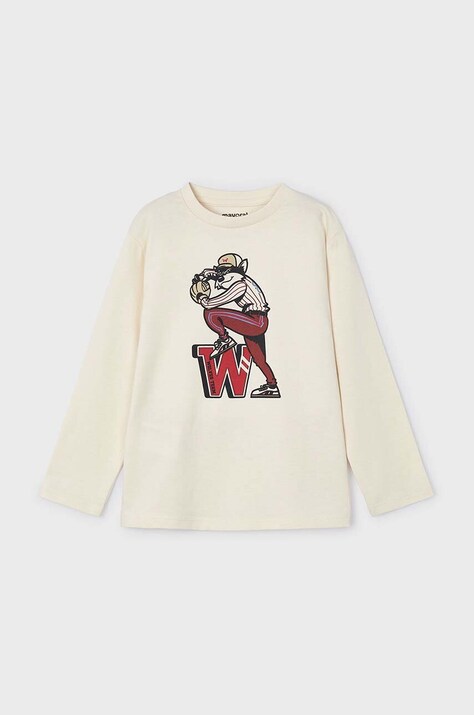 Mayoral longsleeve bawełniany dziecięcy kolor czerwony z nadrukiem 4042