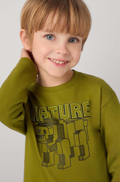 Παιδικό βαμβακερό μακρυμάνικο Mayoral χρώμα: πράσινο, 4051