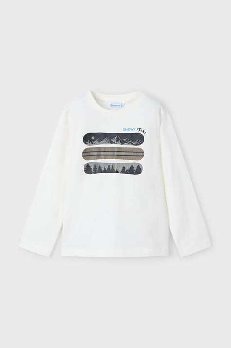 Mayoral longsleeve bawełniany dziecięcy kolor beżowy z nadrukiem 4055