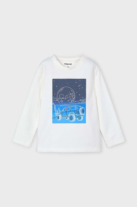 Mayoral longsleeve bawełniany dziecięcy kolor beżowy z nadrukiem 4057