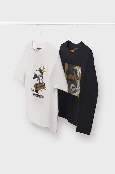 Детска блуза с дълги ръкави Mayoral (2 броя) в зелено с принт 7083