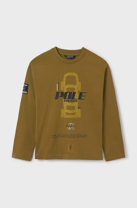 Mayoral longsleeve bawełniany dziecięcy kolor beżowy z nadrukiem 7087