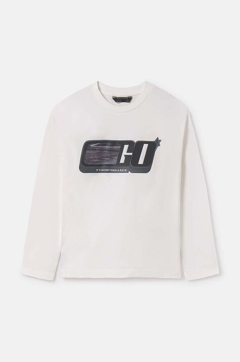 Хлопковый детский лонгслив Mayoral цвет бежевый с принтом 7088