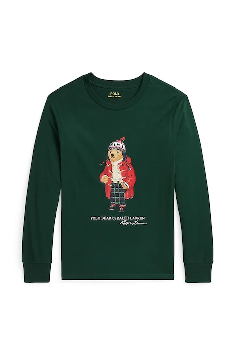 Dječja pamučna majica dugih rukava Polo Ralph Lauren boja: zelena, s tiskom, 323883620009