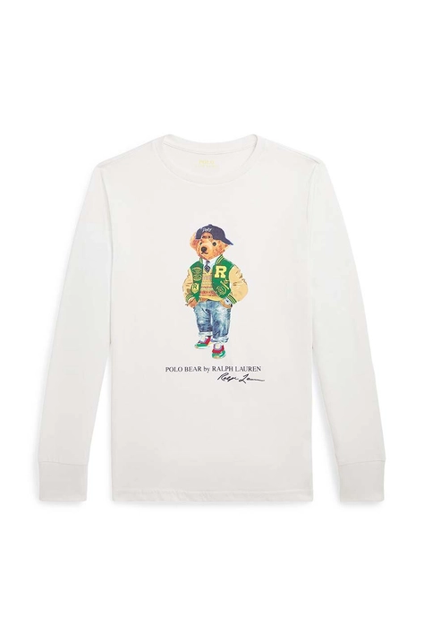 Polo Ralph Lauren longsleeve in cotone bambino/a colore bianco 323883620010