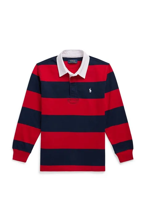 Хлопковый детский лонгслив Polo Ralph Lauren цвет красный узорный 323932280003