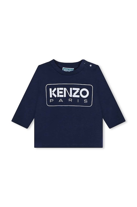 Kenzo Kids baba pamut hosszú ujjú sötétkék, nyomott mintás, K60518