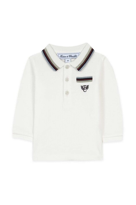 Хлопковый детский лонгслив Tartine et Chocolat цвет белый однотонный TZ11061