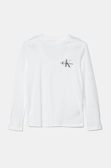 Дитячий лонгслів Calvin Klein Jeans колір білий з принтом IU0IU00677
