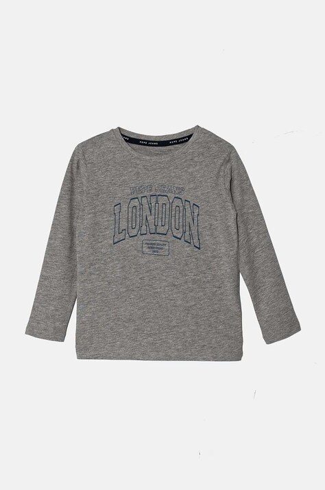 Pepe Jeans longsleeve copii BALEY LS culoarea gri, cu imprimeu, PB503911