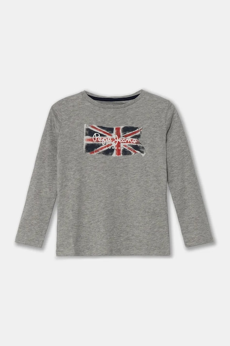 Dječja pamučna majica dugih rukava Pepe Jeans CLAG LS boja: siva, s tiskom, PB503916