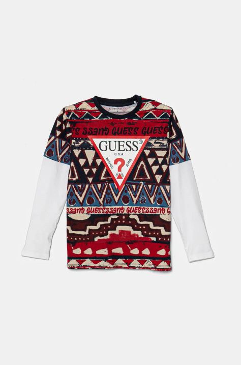 Guess longsleeve din bumbac pentru copii cu imprimeu, L4BI05 I3Z13