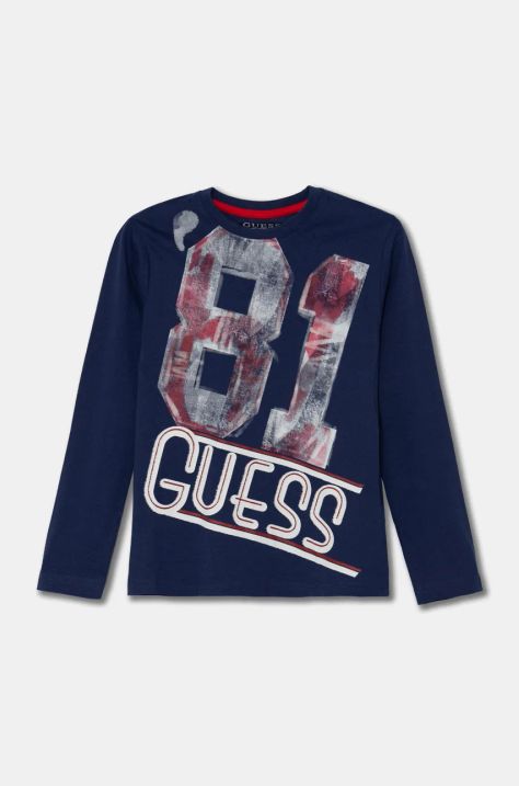 Παιδικό βαμβακερό μακρυμάνικο Guess χρώμα: ναυτικό μπλε, L4BI17 I3Z14