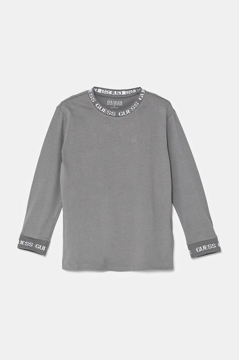 Guess longsleeve din bumbac pentru copii culoarea gri, neted, L4BI21 KA260