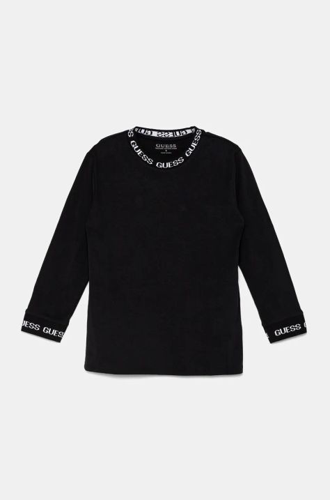 Guess longsleeve din bumbac pentru copii culoarea negru, neted, L4BI21 KA260