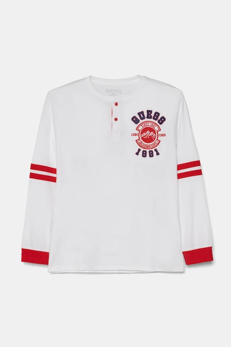 Guess longsleeve bawełniany dziecięcy kolor biały z aplikacją L4BI24 I3Z14