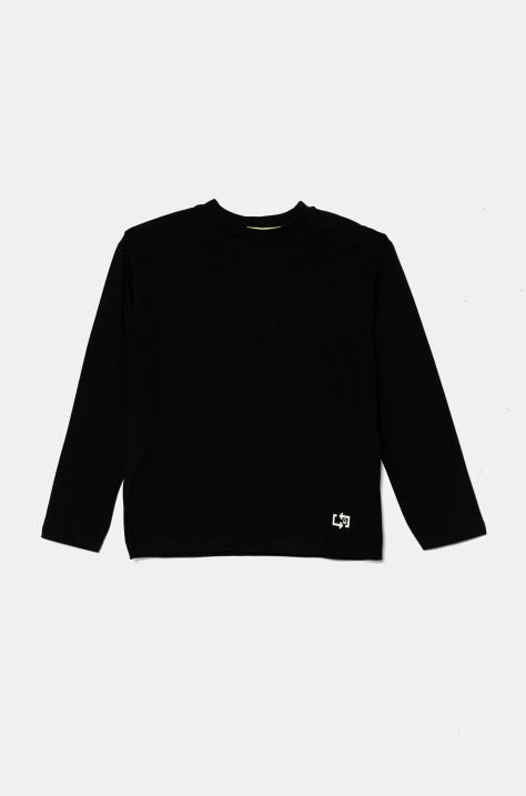 United Colors of Benetton longsleeve din bumbac pentru copii culoarea negru, cu imprimeu, 3EG9C10M6