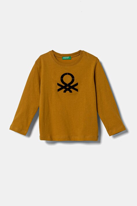 Хлопковый детский лонгслив United Colors of Benetton цвет жёлтый с аппликацией 3ATNG10G1