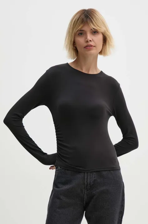 Majica dugih rukava Calvin Klein Jeans za žene, boja: crna, J20J224065