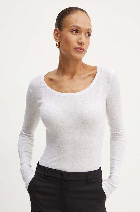 Βαμβακερή μπλούζα με μακριά μανίκια Boss Orange χρώμα: γκρι, 50518862