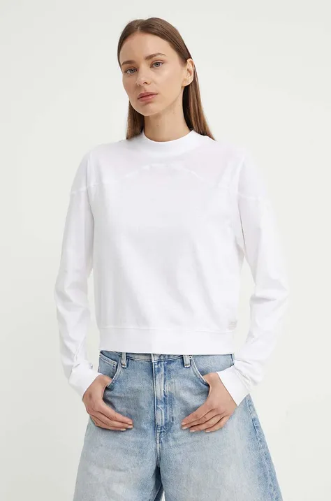 Βαμβακερή μπλούζα με μακριά μανίκια G-Star Raw χρώμα: άσπρο, D24627-D601