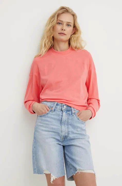 Βαμβακερή μπλούζα με μακριά μανίκια G-Star Raw χρώμα: ροζ, D24627-D601