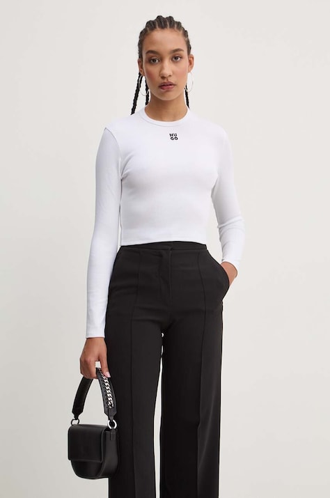 HUGO longsleeve femei, culoarea alb, 50518378