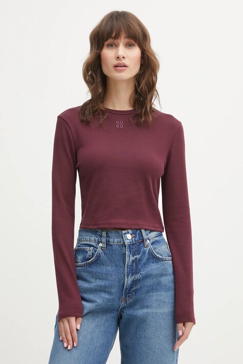 Μακρυμάνικο HUGO Dafilomena_3 χρώμα: μοβ, 50518378