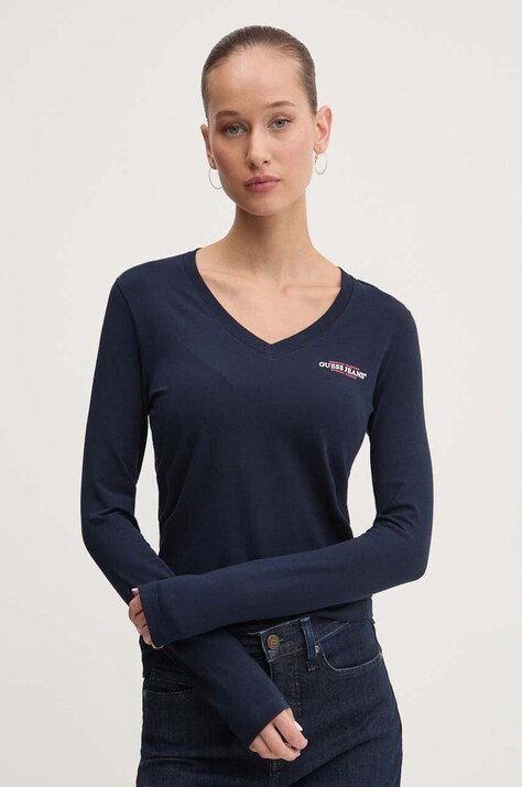 Лонгслів Guess Jeans жіночий колір синій W4YI21 J1314