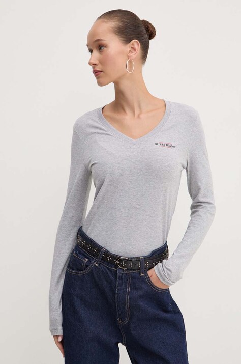 Guess Jeans camicia a maniche lunghe donna colore grigio W4YI21 J1314