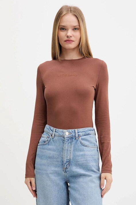 Μακρυμάνικο Guess Jeans χρώμα: ναυτικό μπλε, W4YI22 J1314