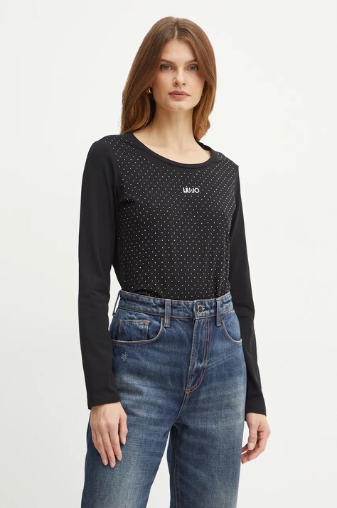 Longsleeve Liu Jo χρώμα: μαύρο, TF4210 J0088