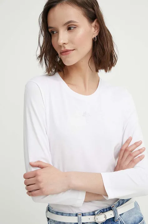 Βαμβακερή μπλούζα με μακριά μανίκια Joop! χρώμα: άσπρο, 30042810