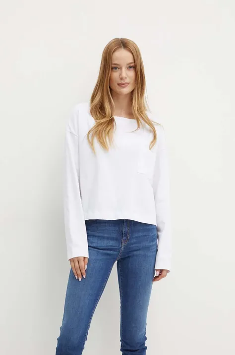 Bavlnené tričko s dlhým rukávom MAX&Co. biela farba, 2426946021200