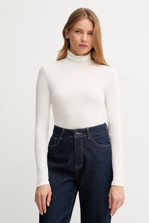United Colors of Benetton longsleeve damski kolor beżowy z golfem 3Z12D2010