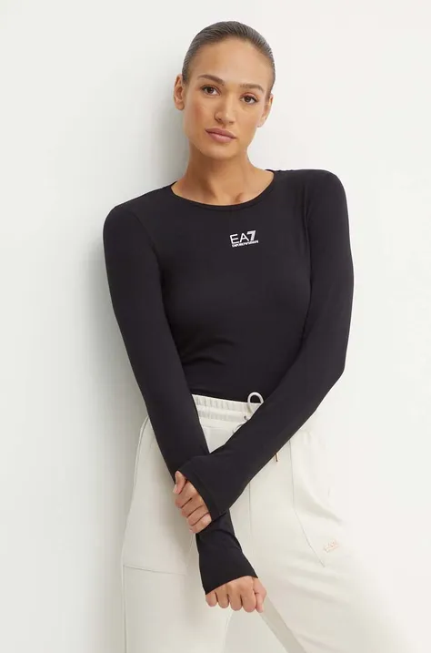 Majica z dolgimi rokavi EA7 Emporio Armani ženska, črna barva, TJDZZ.6DTT13