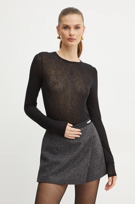 Patrizia Pepe longsleeve din amestec de casmir culoarea negru, 2M4406 J239