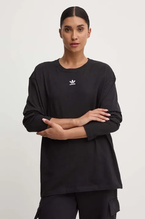 Βαμβακερή μπλούζα με μακριά μανίκια adidas Originals 0 χρώμα: μαύρο, IW0954