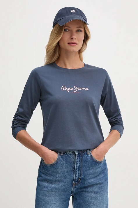 Хлопковый лонгслив Pepe Jeans FIORE LS цвет синий PL505947