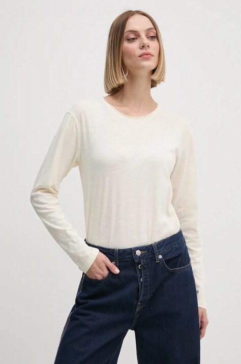 Pepe Jeans longsleeve din bumbac FLOREN culoarea bej, PL505954