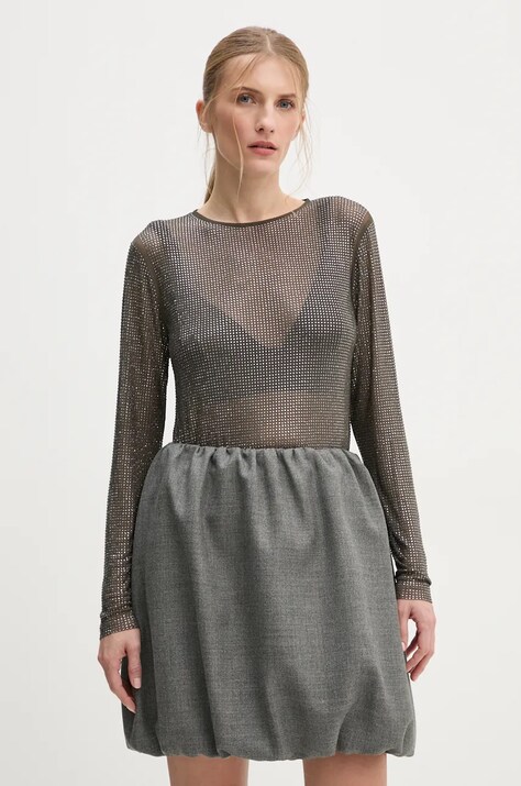 Samsoe Samsoe longsleeve SAMAGDA femei, culoarea gri, F24300082