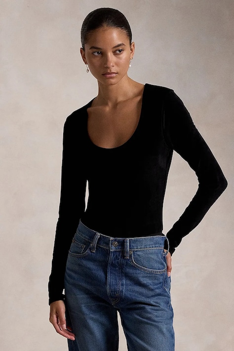 Polo Ralph Lauren body femei, culoarea negru, 211947942