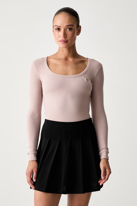 Guess longsleeve damski z bawełną beżowy V4BP07 K8RT2