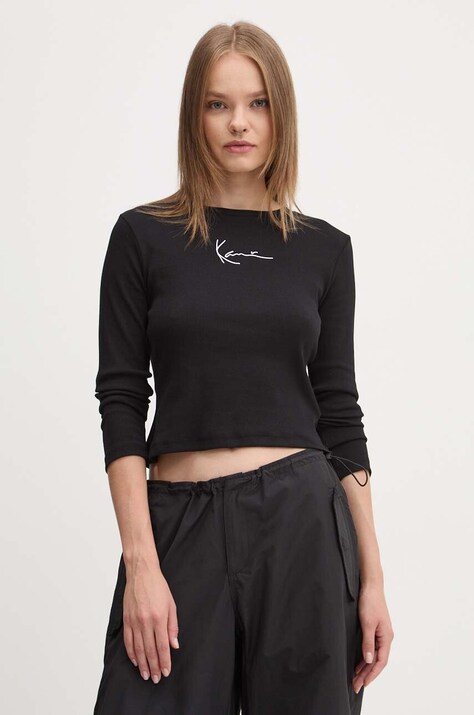 Karl Kani longsleeve femei, culoarea negru, 61240015