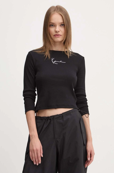 Karl Kani longsleeve femei, culoarea negru, 61240015