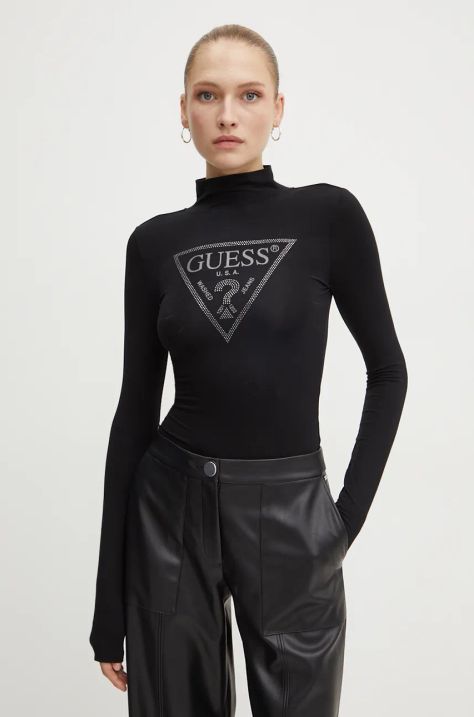 Guess body EVELYN femei, culoarea negru, cu turtleneck, W4BP08 K68D2