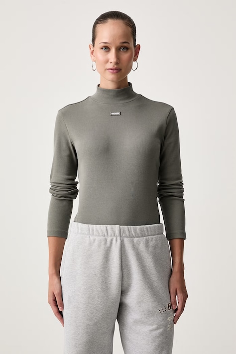 HUGO Blue Лонгслів жіночий бавовняний з еластаном Easy Longsleeve_B зелений 50525318