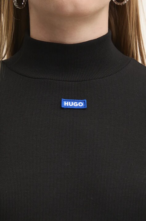 HUGO Blue лонгслів жіночий бавовняний з еластаном Easy Longsleeve_B — AW24-BUD06W, чорний — фото 5